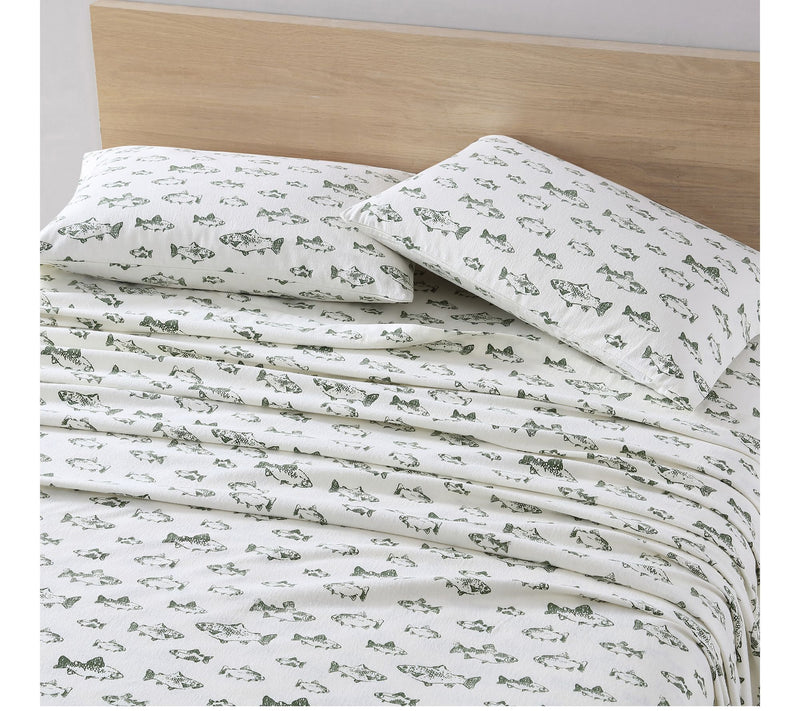 Eddie Bauer School Of Fish Green Cotton Full Sheet Set — View 3