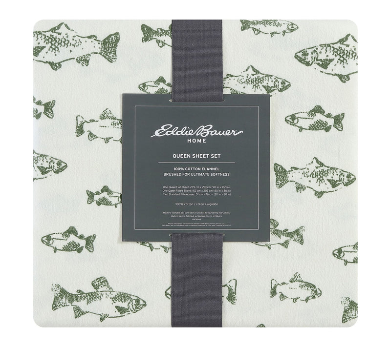 Eddie Bauer School Of Fish Green Cotton King Sheet Set — View 8