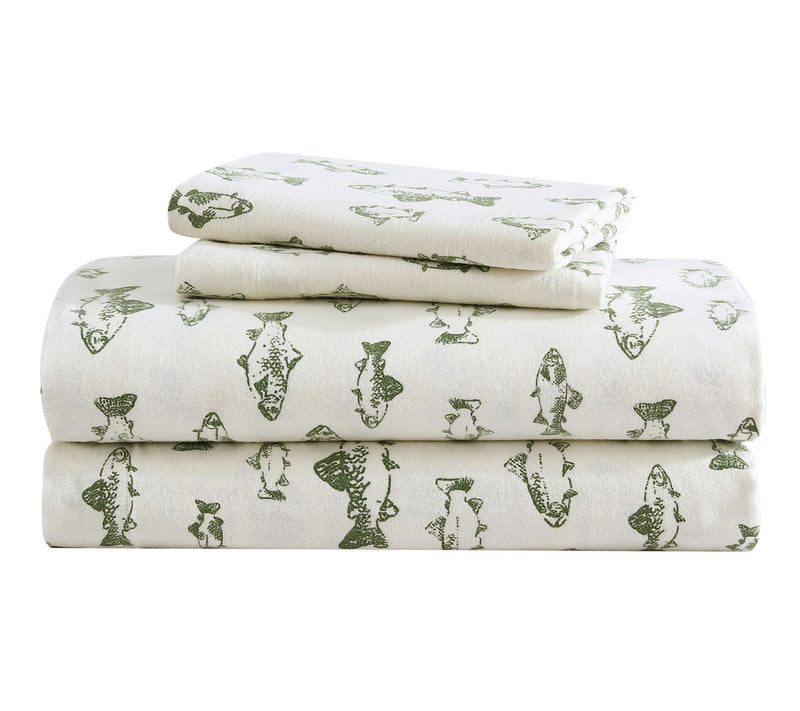 Eddie Bauer School Of Fish Green Cotton King Sheet Set — View 10