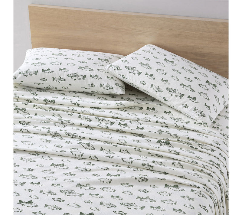 Eddie Bauer School Of Fish Green Cotton King Sheet Set — View 3