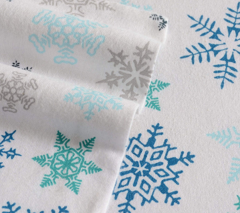 Eddie Bauer Tossed Snowflake Blue Cotton QueenSheet Set — View 4