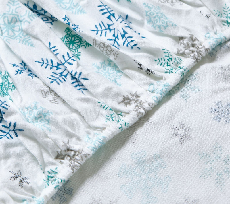 Eddie Bauer Tossed Snowflake Blue Cotton QueenSheet Set — View 5