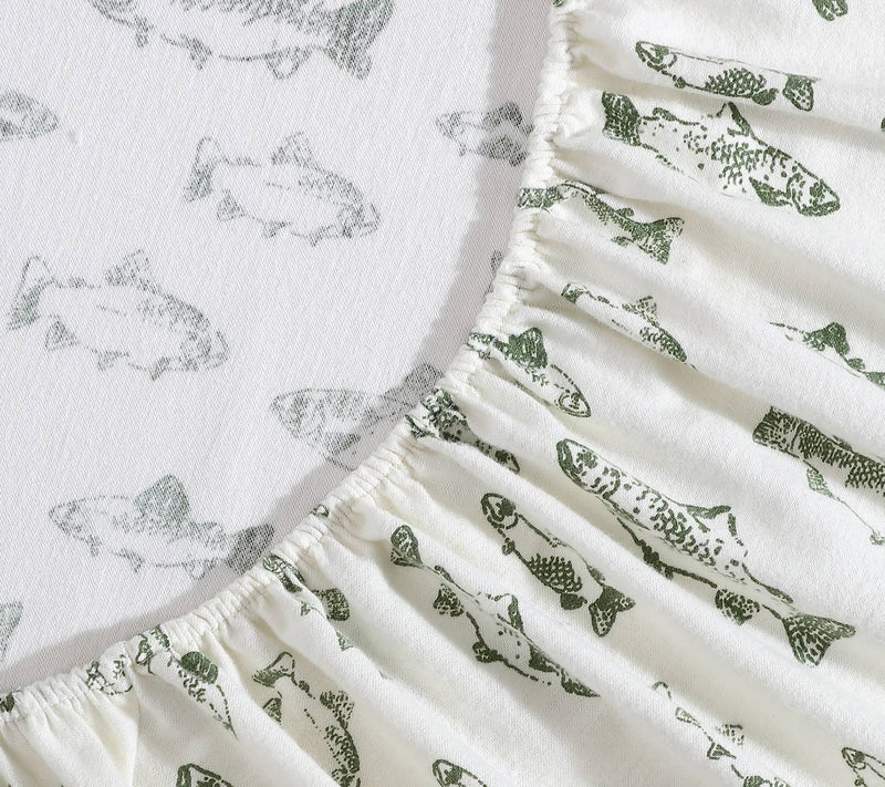 Eddie Bauer School Of Fish Green Cotton Queen Sheet Set — View 5