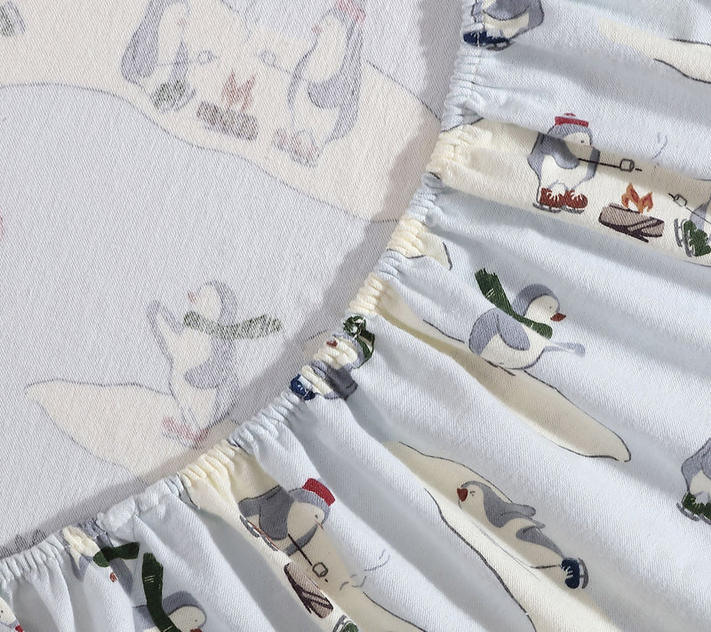 Eddie Bauer Skating Penguins Blue Cotton Twin Sheet Set — View 5