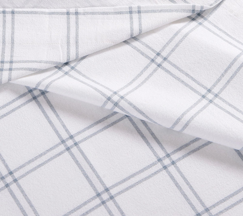 Eddie Bauer Westridge Plaid Blue Cotton Twin Sheet Set — View 5