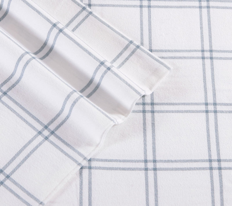 Eddie Bauer Westridge Plaid Blue Cotton Full Sheet Set — View 4