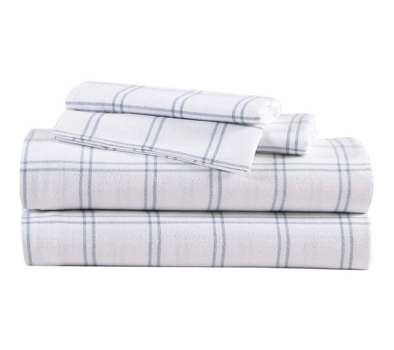Eddie Bauer Westridge Plaid Blue Cotton Full Sheet Set — Main view