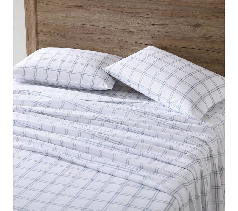 Eddie Bauer Westridge Plaid Blue Cotton Full Sheet Set — View 2