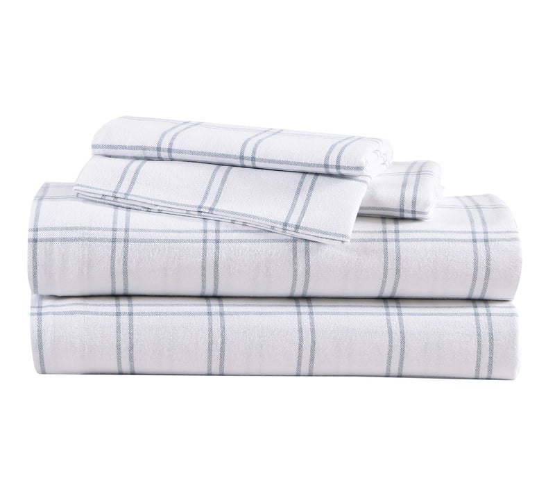 Eddie Bauer Westridge Plaid Blue Cotton King Sheet Set — Main view