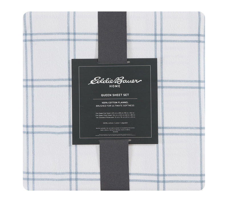 Eddie Bauer Westridge Plaid Blue Cotton King Sheet Set — View 8