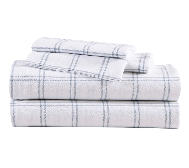 Eddie Bauer Westridge Plaid Blue Cotton Queen Sheet Set — View 10