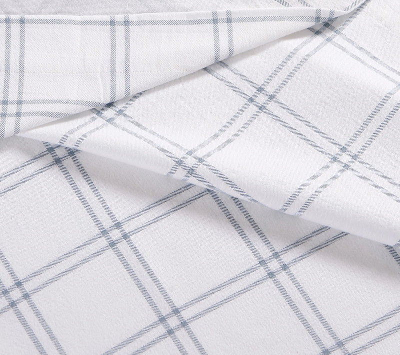 Eddie Bauer Westridge Plaid Blue Cotton Queen Sheet Set — View 5