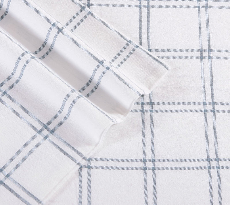 Eddie Bauer Westridge Plaid Blue Cotton Queen Sheet Set — View 4