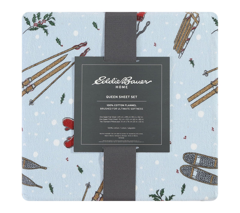 Eddie Bauer Snow Day Blue Cotton Full Sheet Set — View 8