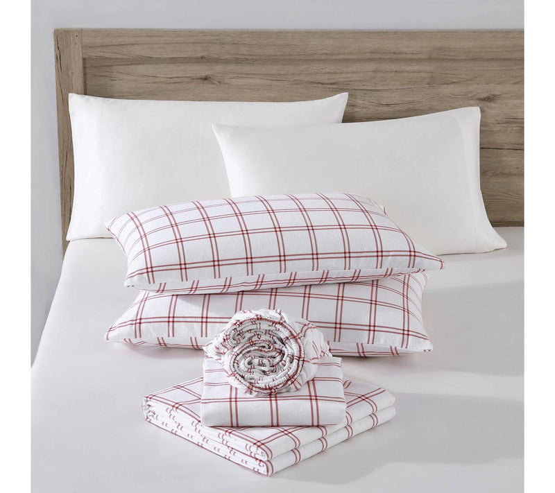 Eddie Bauer Westridge Plaid Orange Cotton TwinSheet Set — View 3