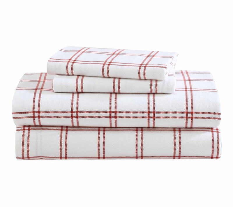 Eddie Bauer Westridge Plaid Orange Cotton TwinSheet Set — Main view