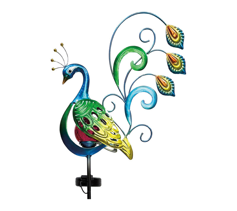 Santa's Workshop Inc 42" Solar Iron LED PeacockStake — View 2