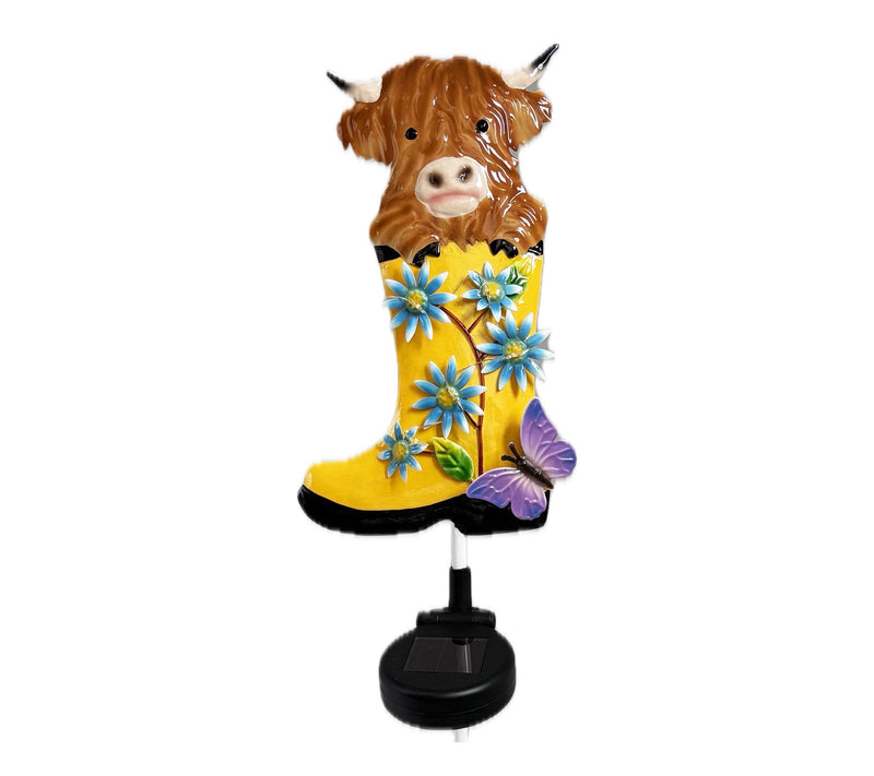 Santa's Workshop Inc 33" Solar Iron Cow & BootStake — View 2