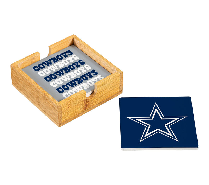 Evergreen 4 Piece NFL Team Ceramic Coaster Setwith Wood Caddy — View 4