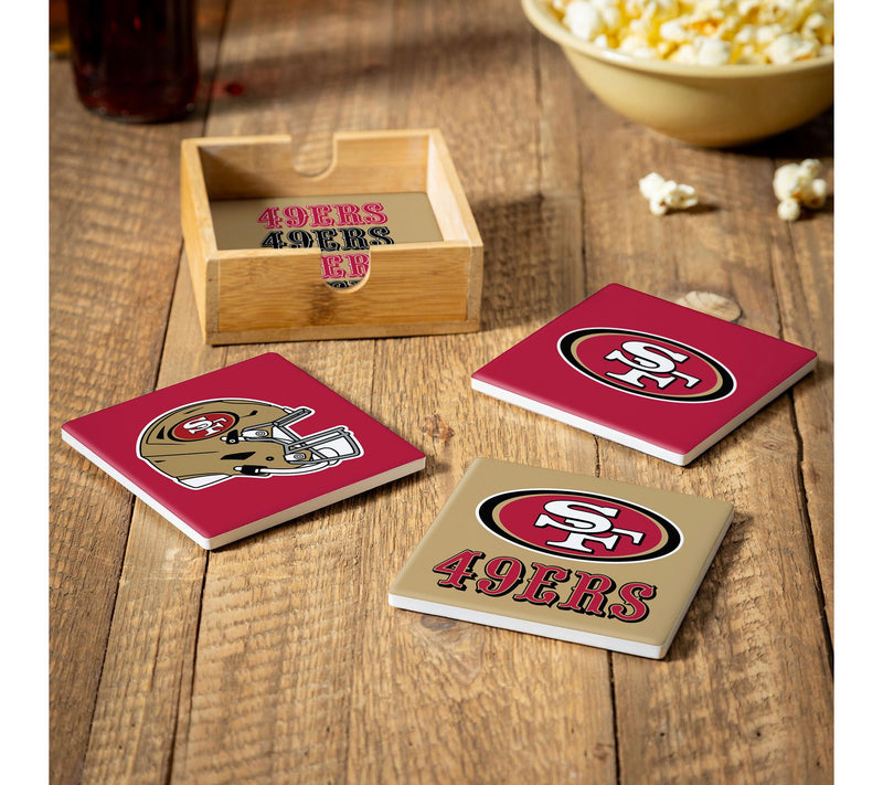 Evergreen 4 Piece NFL Team Ceramic Coaster Setwith Wood Caddy — View 25