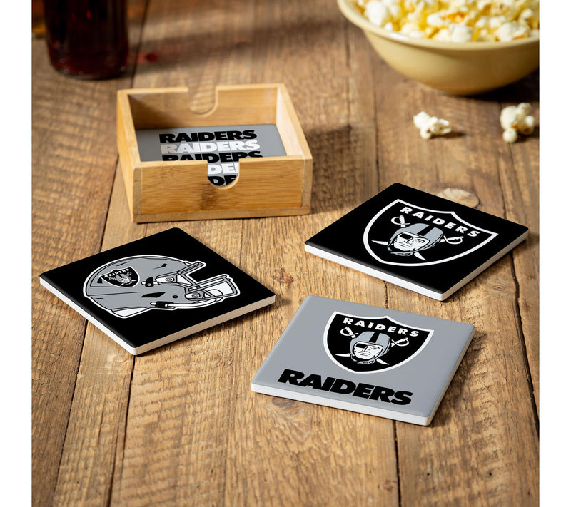 Evergreen 4 Piece NFL Team Ceramic Coaster Setwith Wood Caddy — View 26