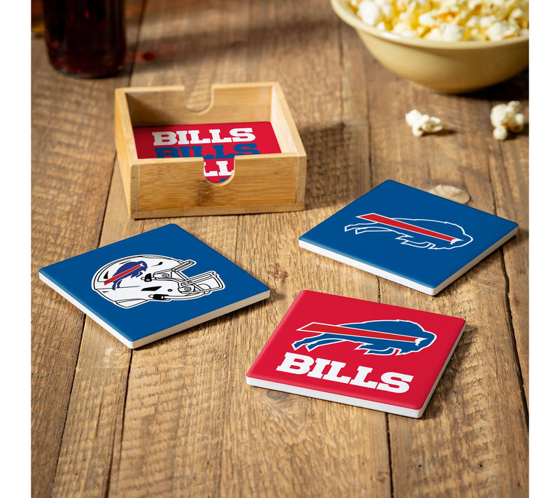 Evergreen 4 Piece NFL Team Ceramic Coaster Setwith Wood Caddy — View 34