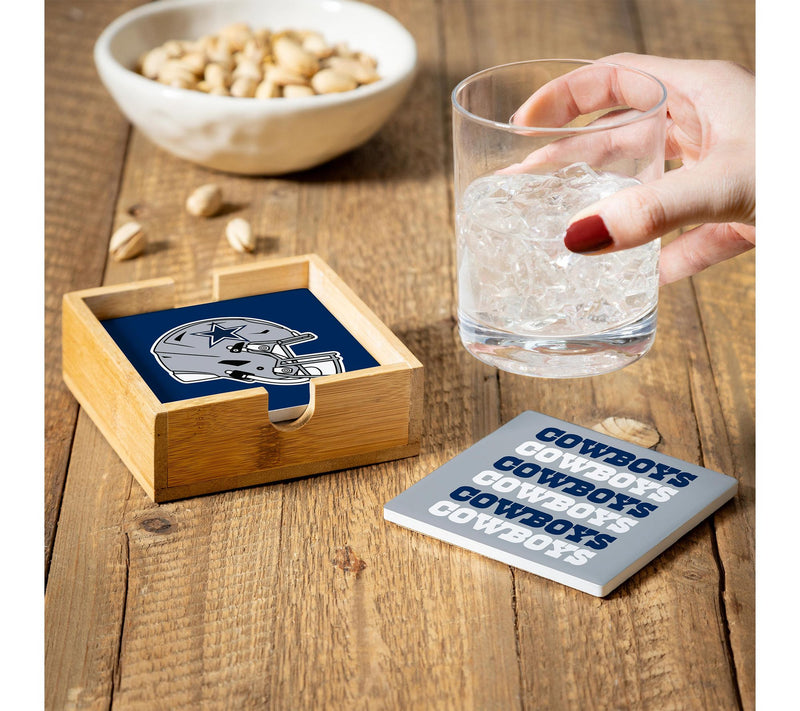 Evergreen 4 Piece NFL Team Ceramic Coaster Setwith Wood Caddy — View 2