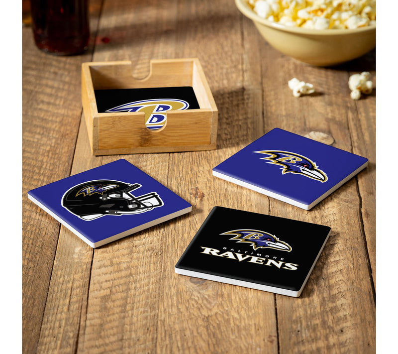 Evergreen 4 Piece NFL Team Ceramic Coaster Setwith Wood Caddy — View 42