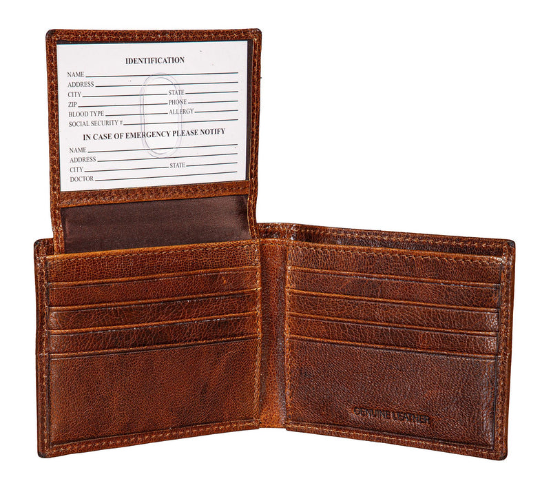 Evergreen Bi-Fold Tumbled Brown Leather Walletw/NFL Team Logo — View 5