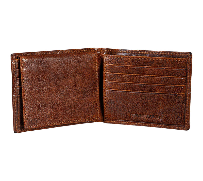 Evergreen Bi-Fold Tumbled Brown Leather Walletw/NFL Team Logo — View 4