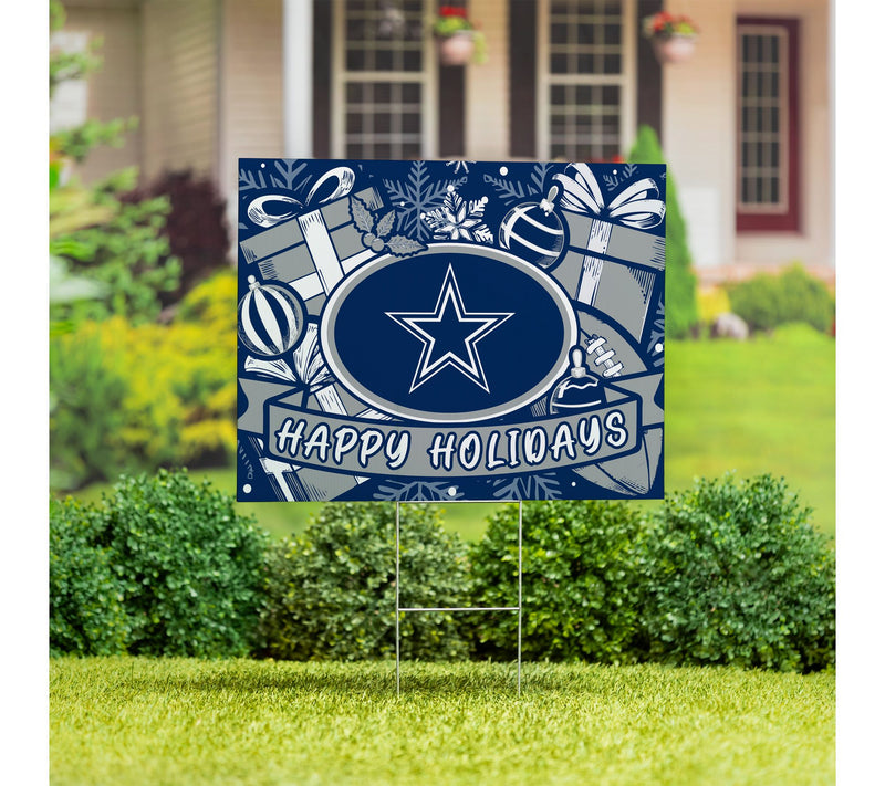 Evergreen NFL Team "Happy Holidays" Yard Sign — View 2