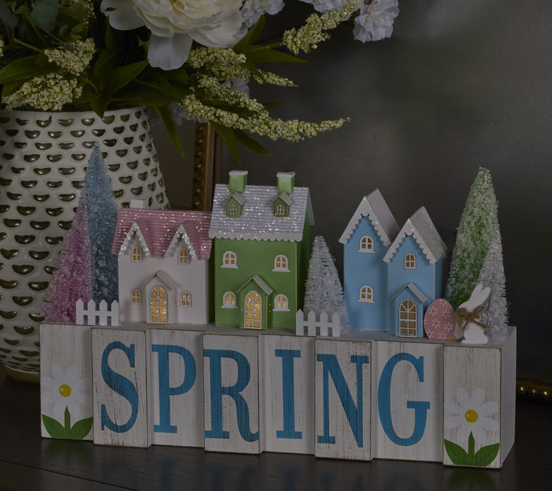 Illuminated Village with Sign by Valerie — View 2