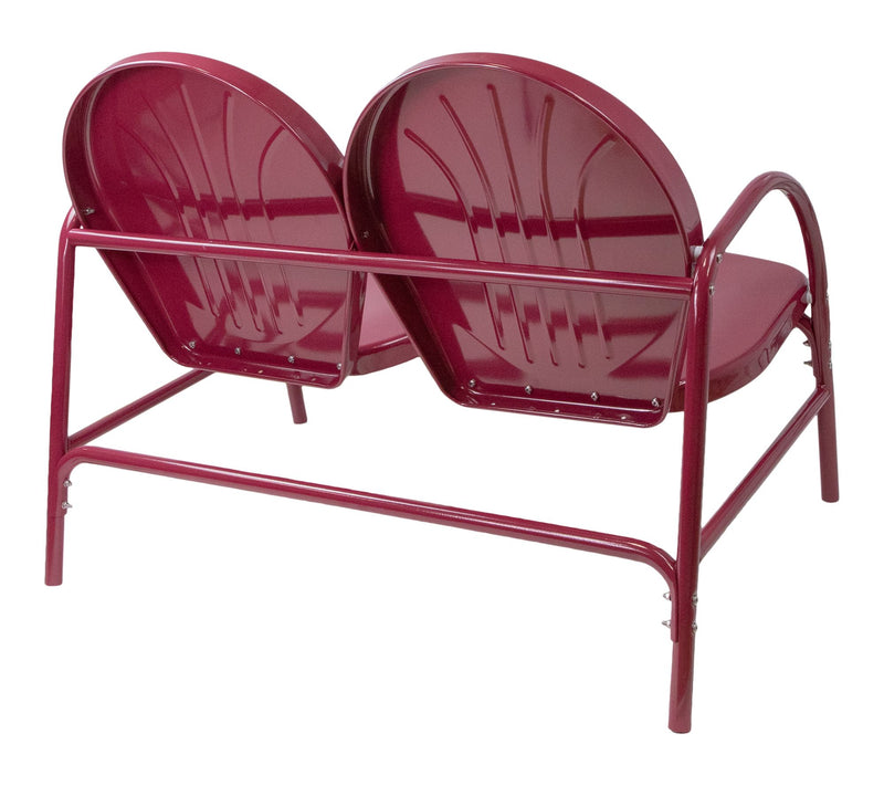 Northlight 42" Outdoor Retro Tulip Steel Loveseat Mulberry — View 3