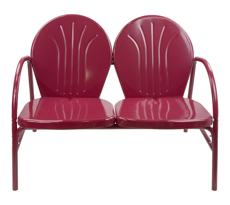 Northlight 42" Outdoor Retro Tulip Steel Loveseat Mulberry — Main view