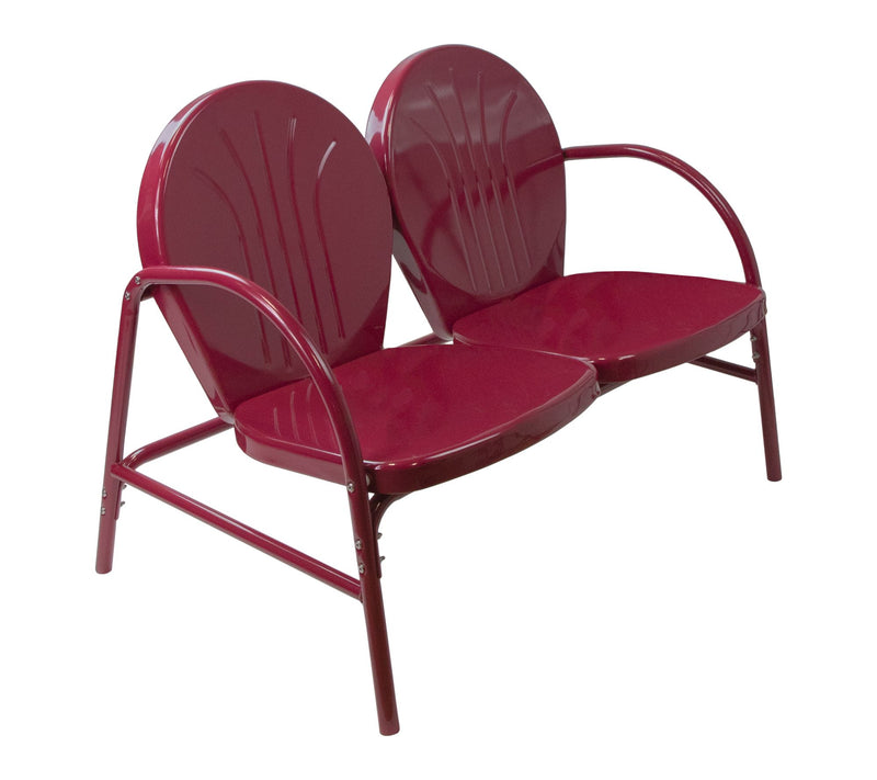 Northlight 42" Outdoor Retro Tulip Steel Loveseat Mulberry — View 2