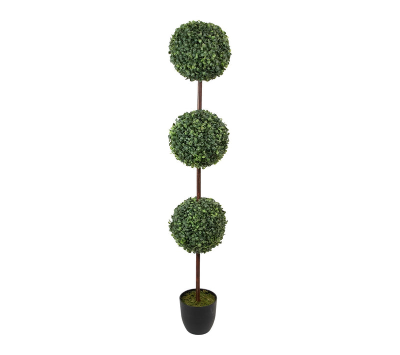 Northlight 4' Two-Tone Boxwood Triple Ball Topiary Pot Unlit — Main view