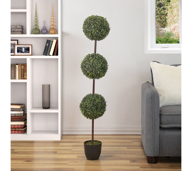 Northlight 4' Two-Tone Boxwood Triple Ball Topiary Pot Unlit — View 5