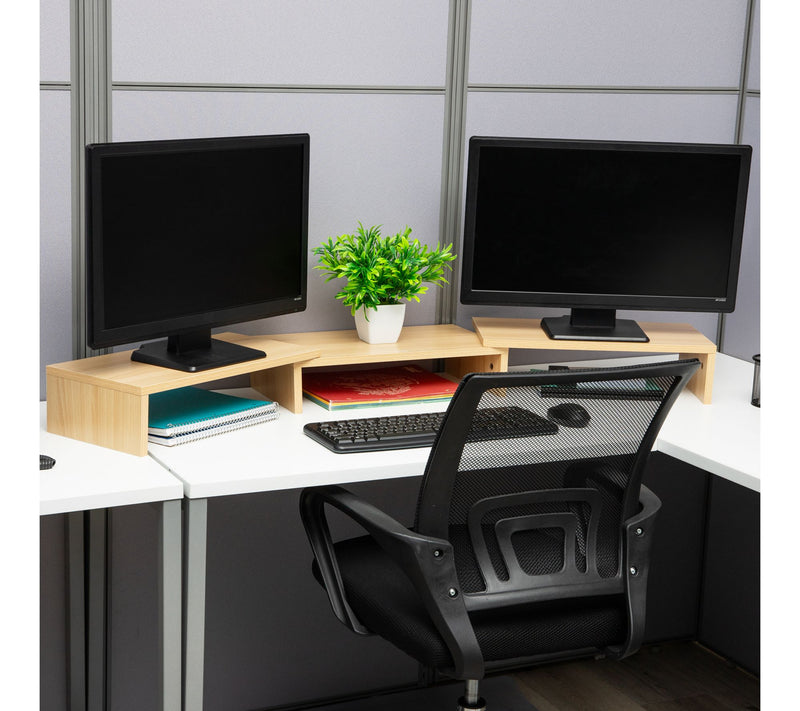 Mind Reader Dual Monitor Stand, Laptop Riser Desktop Organizer — View 3