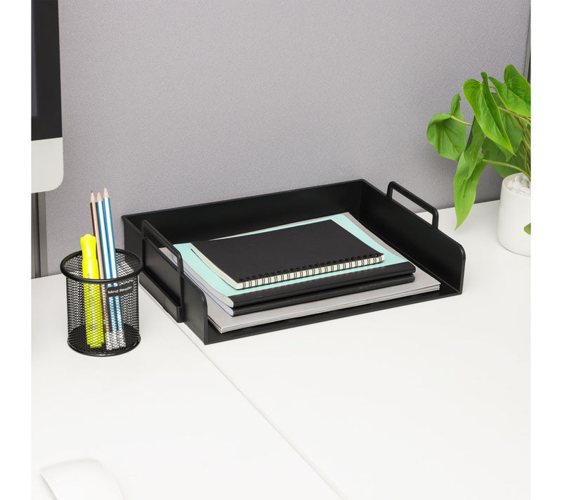 Mind Reader Stackable Paper Tray, 4 Piece, Black — View 6