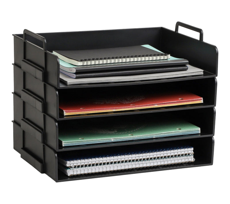 Mind Reader Stackable Paper Tray, 4 Piece, Black — View 9