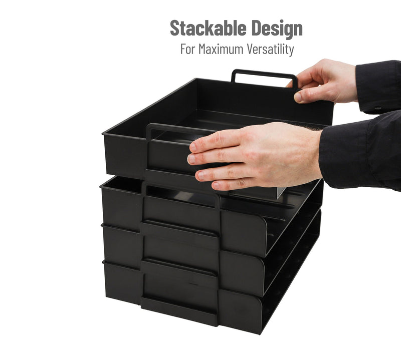 Mind Reader Stackable Paper Tray, 4 Piece, Black — View 4