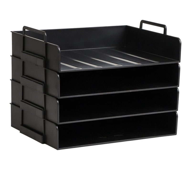 Mind Reader Stackable Paper Tray, 4 Piece, Black — View 7