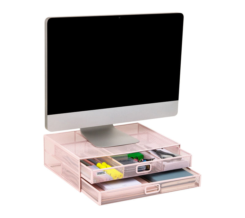 Mind Reader Mesh Monitor Stand with Storage Drawer — Main view