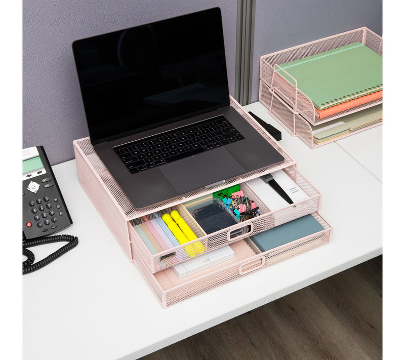 Mind Reader Mesh Monitor Stand with Storage Drawer — View 6