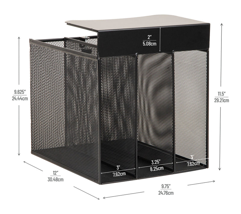 Mind Reader Slide-On Under Desk File Organizer,Black — View 3