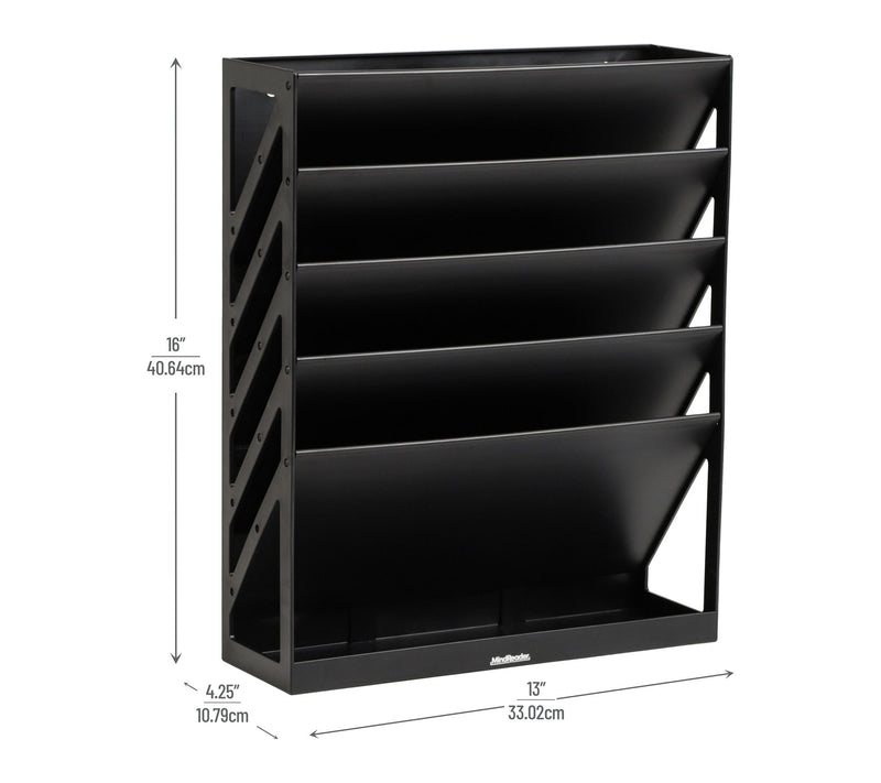 Mind Reader 5-Tier Vertical File Storage, Black — View 3