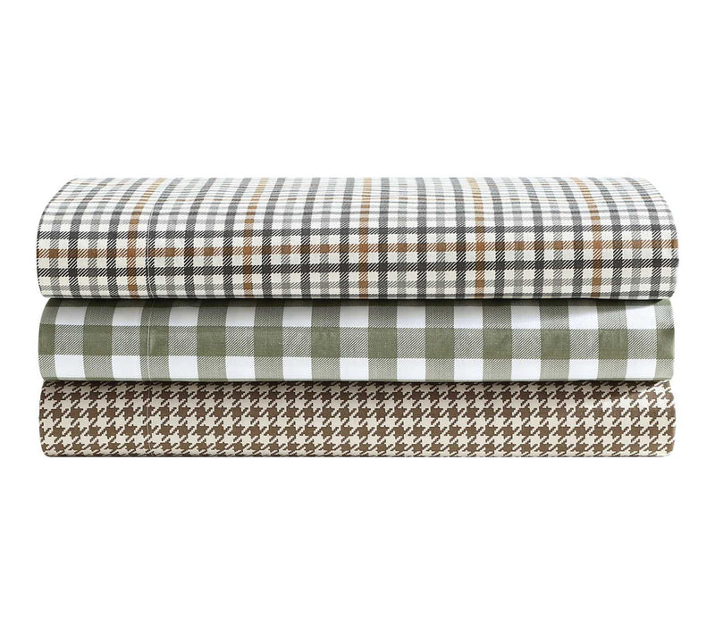Eddie Bauer Griffin Plaid Beige Cotton Percalewin Sheet Set — View 8