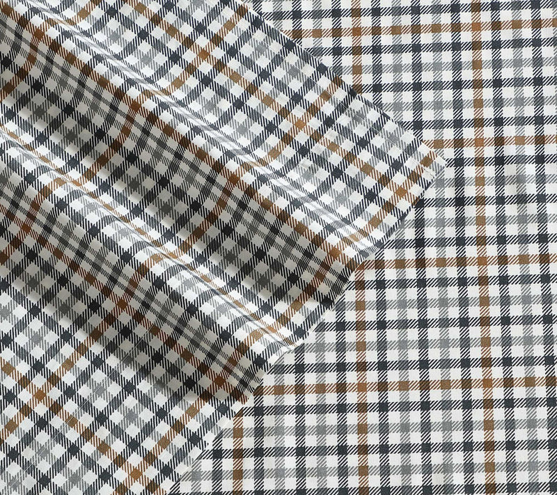 Eddie Bauer Griffin Plaid Beige Cotton Percaleull Sheet Set — View 3