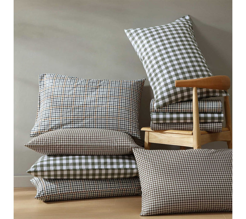 Eddie Bauer Griffin Plaid Beige Cotton Percaleull Sheet Set — View 7
