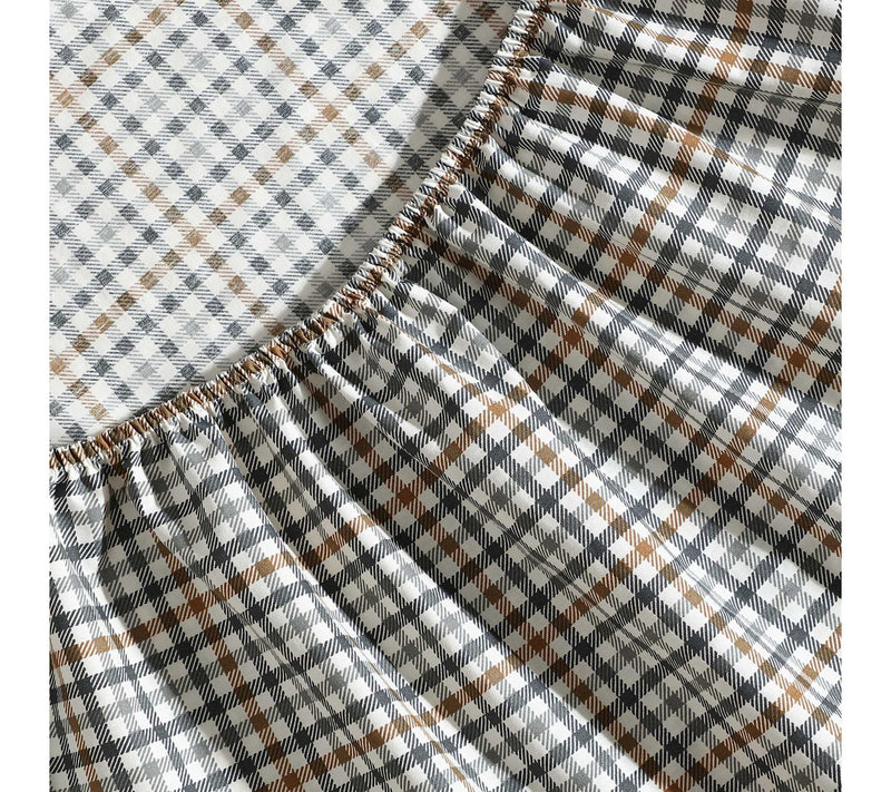 Eddie Bauer Griffin Plaid Beige Cotton Percaleing Sheet Set — View 4